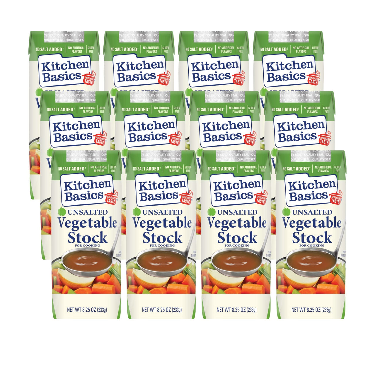 Kitchen Basics Unsalted Vegetable Stock, 8.25 oz Carton, (Pack of 12)