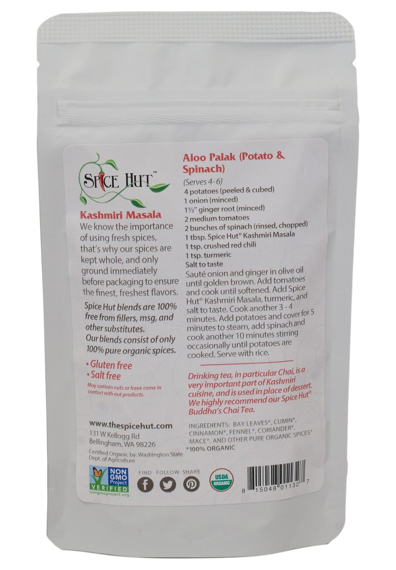 The Spice Hut Organic Kashmiri Masala Seasoning, Quick & Easy Spice Blend for Indian Cooking, 2 oz