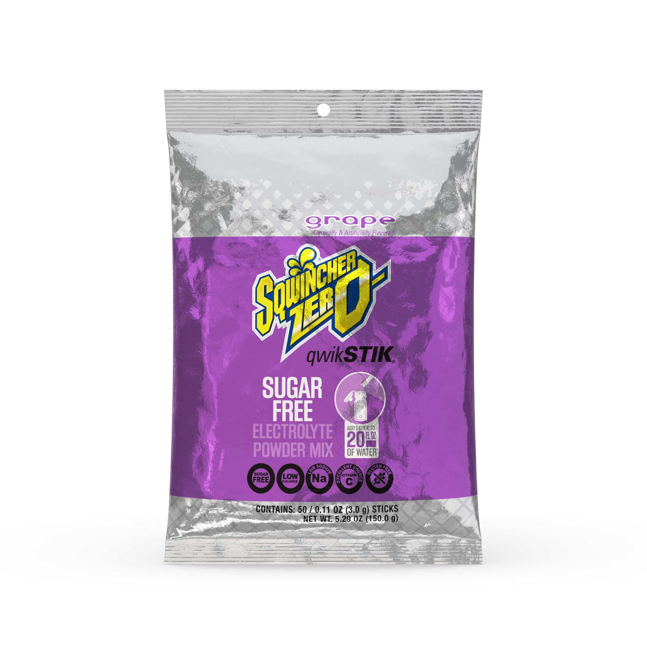 Sqwincher Zero Qwik Stik Sugar Free, Grape, .11 0z (Pack of 50)