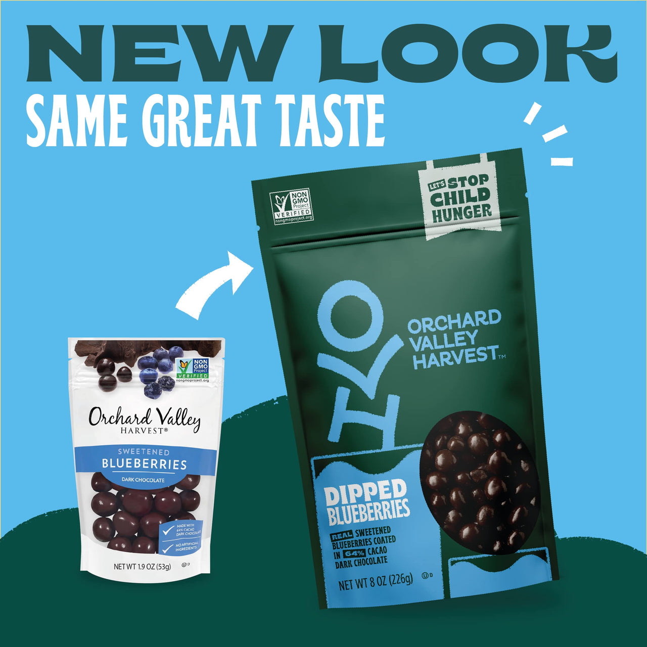 Orchard Valley Harvest Dark Chocolate Dipped Blueberries, 1 Pack (8oz), Made With Real Sweetened Blueberries, Gluten Free, Non-GMO, Stand Up Bag