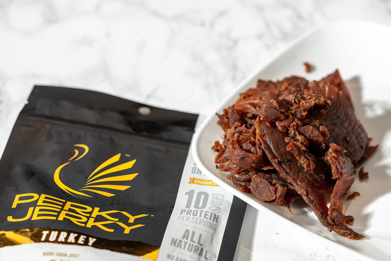 Perky Jerky Sweet and Snappy Turkey Jerky, 14oz - Low Sodium - 10g Protein per Serving - Low Fat - 100% U.S. Sourced - Tender Texture and Bold Flavor