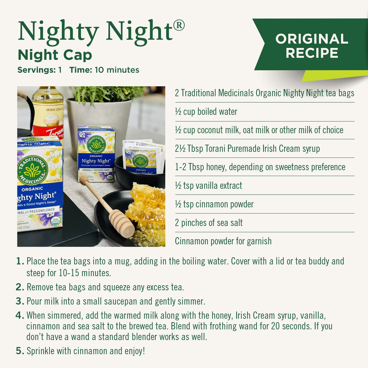 Traditional Medicinals Organic Nighty Night Valerian Relaxation Tea, 16 Tea Bags (Pack of 1)