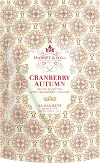 Harney & Sons Cranberry Autumn, Fruity Black Tea, Cranberry & Orange Flavors, 50 Count