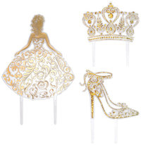 DecoPac QUINCEANERA Cake Decorating Kit, XL-GOLD Cake and Cupcake Toppers for Girls Sweet 15 Birthdays and Parties, Quince Aos