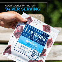Lorissa's  Kitchen Premium Grass-Fed Steak Strips, Original, 2.25 Oz. 1 Count - No Added MSG or Nitrites, Keto Friendly Snacks & Gluten Free, More Tender Than Traditional Beef Jerky