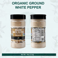 Soeos Organic White Pepper Ground, Non-GMO, Freshly Peppercorn Powder Bulk, Packed To Keep Peppers Fresh, Ready To Use Peppercorns For Refill, 4 oz (113g), Organic Ground White Pepper