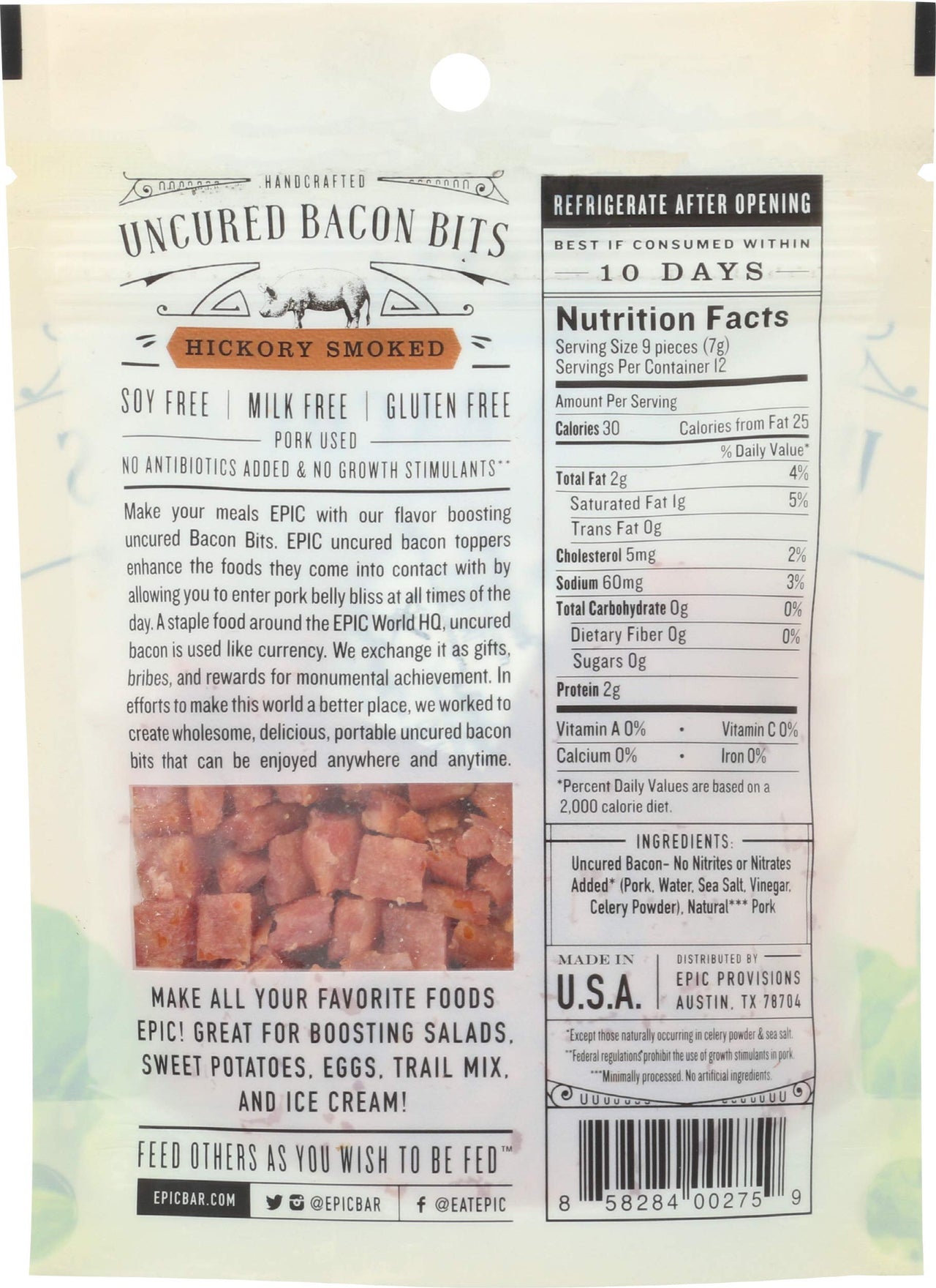 Epic Bacon Bits Hickory Smoked, 3 Ounce