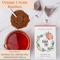 Orange Cream Rooibos, Tea Bags, Vanilla & Orange, Caffeine-Free, Antioxidants, Hot & Iced Tea - 16 Cups | The Spice Hut, First Sip Of Tea