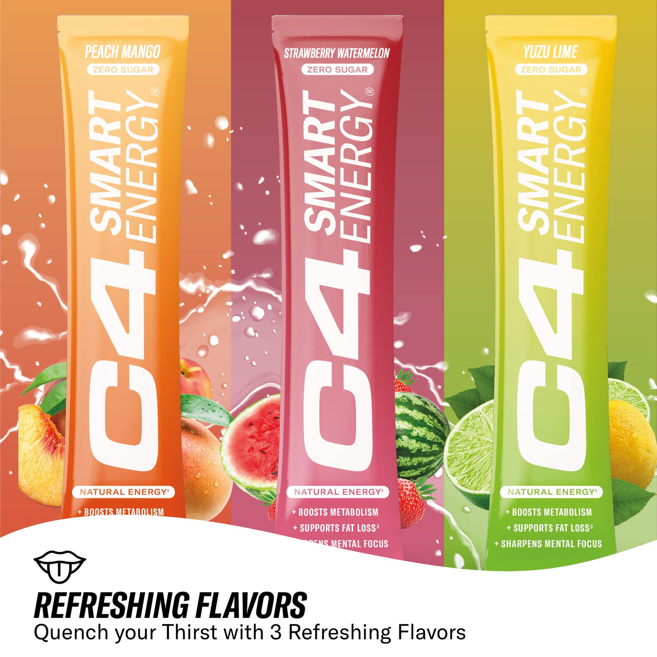 C4 Smart Energy Powder On-the-Go Stick Pack - Sugar Free Performance Fuel & Nootropic Brain Booster, Coffee Substitute or Alternative | Strawberry Watermelon - 20 Count