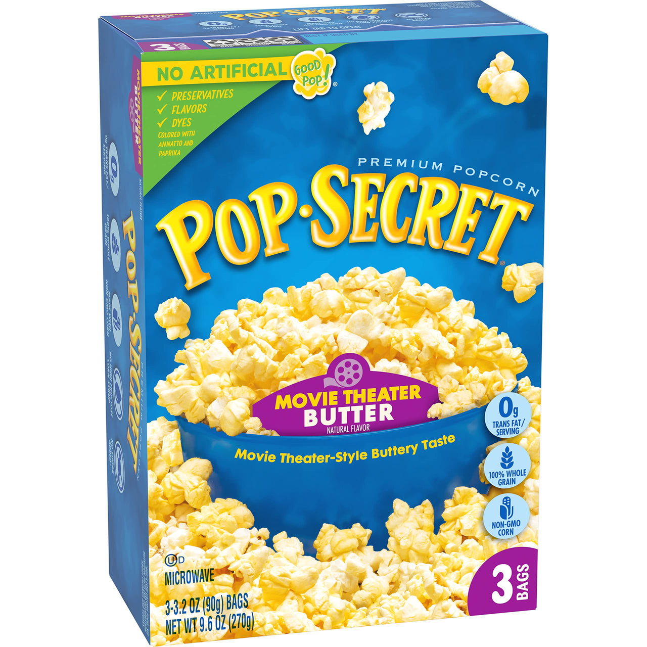 Pop Secret Popcorn, Movie Theater Butter, Microwave Popcorn Bags, 3 Count Box