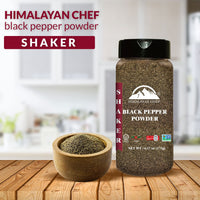Himalayan Chef Organic Black Pepper Powder - 6.17Oz (175g), Free from Artificial Colors & Additives, Non GMO & Kosher Certified, Pepper Shaker