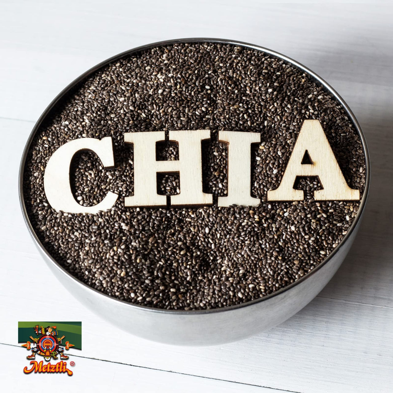 Metztli Chia Seeds, Superfood, Source of Fiber, Gluten-Free, Sugar-Free, Sodium-Free, 13 Oz, Jar