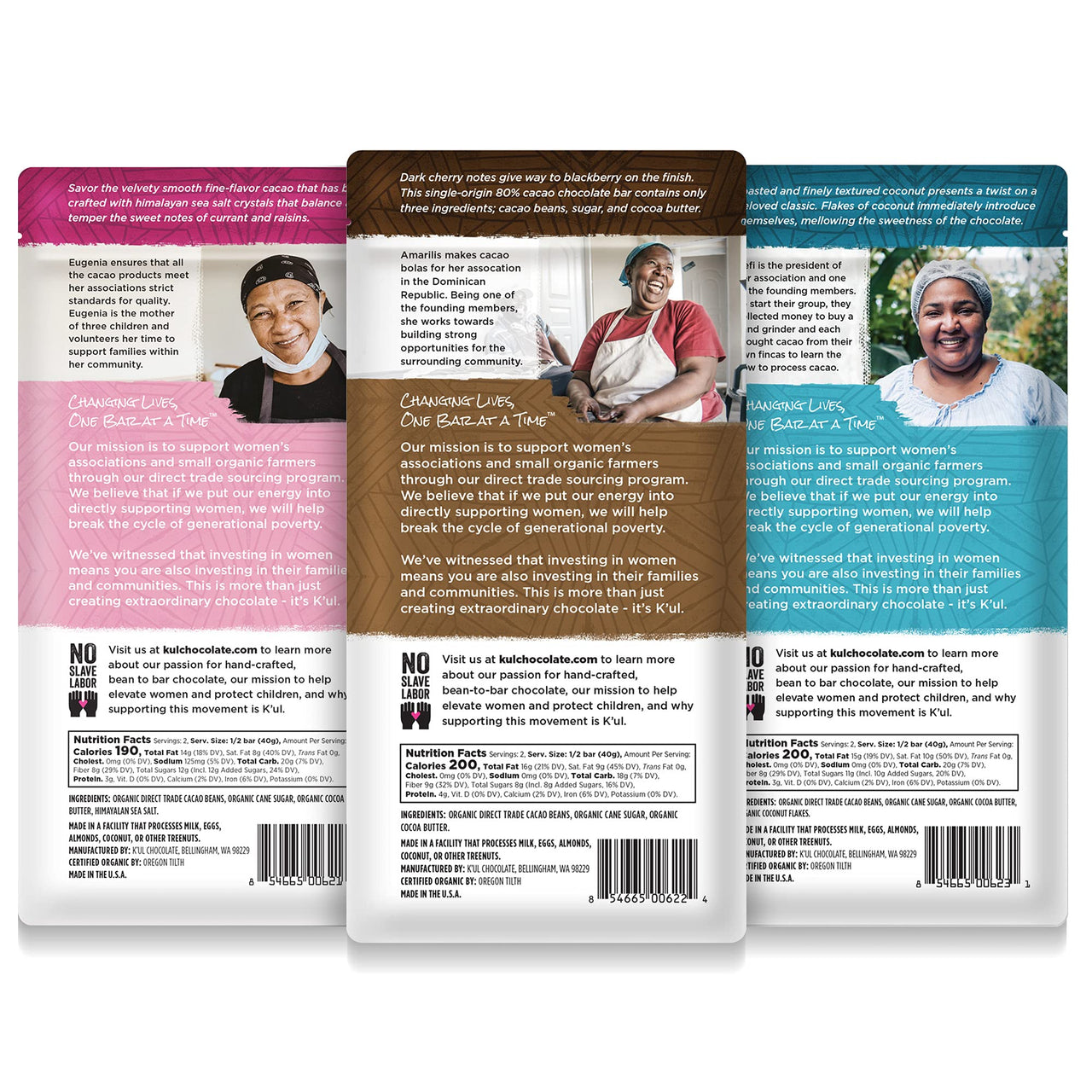 K'UL Chocolate Bars | 3 Pack Pure Dark Chocolate + Himalayan Sea Salt + Toasted Coconut Dark Chocolate | Organic, Vegan Chocolate, Gluten Free, Soy Free, Non-GMO, Bean-to-Bar, Fair Trade Dark Chocolate