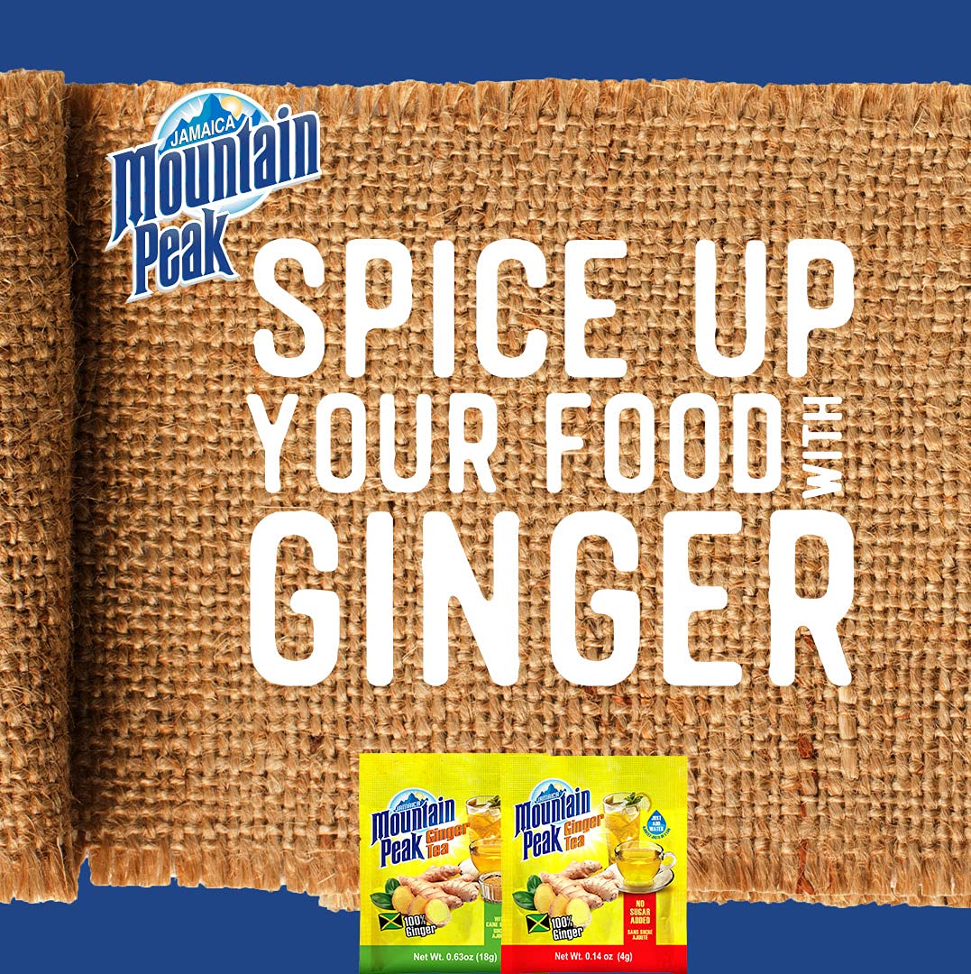 Jamaica Mountain Peak Original Ginger Tea, Unsweetened, 14 x 0.42 Ounce Sachets (Pack of 3) - Total 42 Sachets