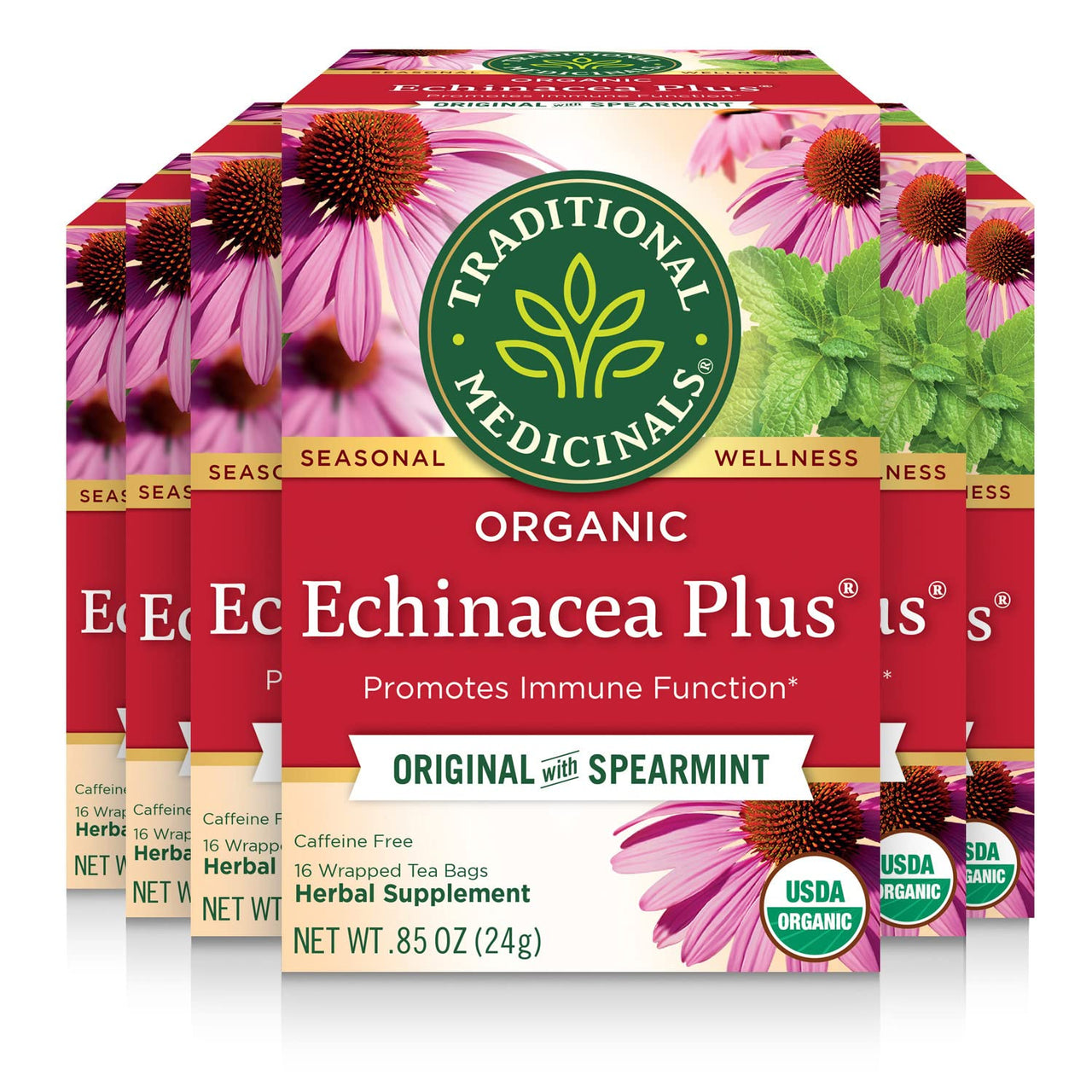 Traditional Medicinals Organic Echinacea Plus Seasonal Tea, 96 Tea Bags(Pack of 6)