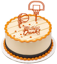 DecoPac Basketball Slam Dunk Cake Decorating Kit, 3 Piece Cake and Cupcake Toppers for Birthdays, Parties, And Team Celebrations, Orange
