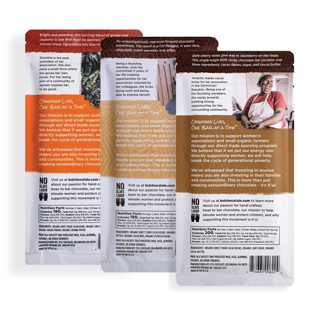 K'UL Chocolate Bars | 3 Pack Dark Chocolate 70+80% Cacao | Espresso & Cacao + Pure Dark Chocolate + Wild Ginger | Organic, Vegan Chocolate, Gluten Free, Soy Free, Non-GMO, Bean-to-Bar, Fair Trade Dark Chocolate