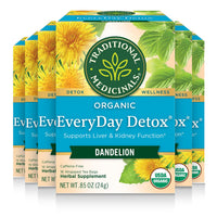 Traditional Medicinals Organic EveryDay Dandelion Detox Tea, 16 Count (Pack of 6)