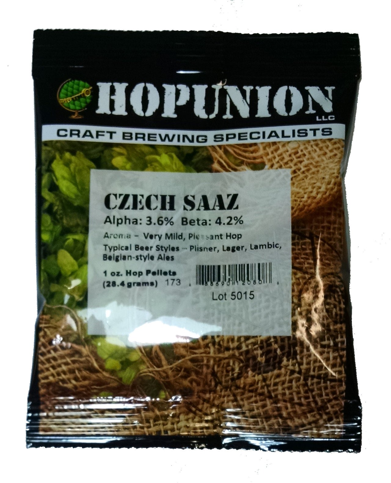 HopUnion 2080A Hop Pellets for Home Brew Beer Making (Czech, Saaz) 1 oz.,Green