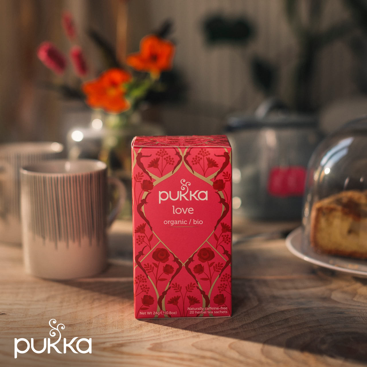 Pukka Organic Tea Bags Gift Set, Love Herbal Tea with Chamomile, Rose and Lavender, 20 Count (Pack of 3) 60 Tea Bags