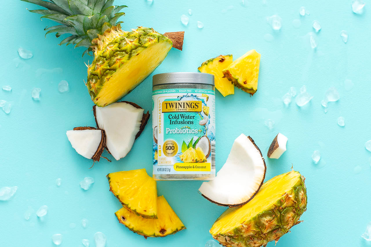 Twinings Superblends Cold Water Infusions Probiotics+ Pineapple & Coconut Flavoured, 10 Cold Water Infusers (Pack of 6)