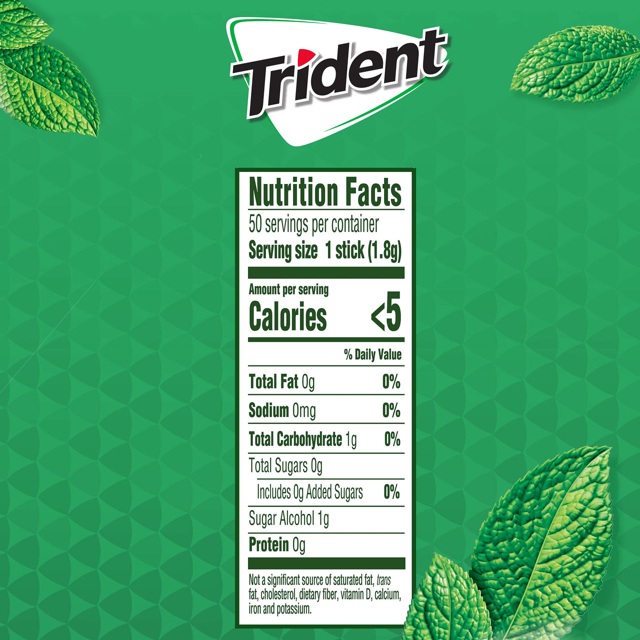 Trident Unwrapped Gum, Spearmint 50-ct