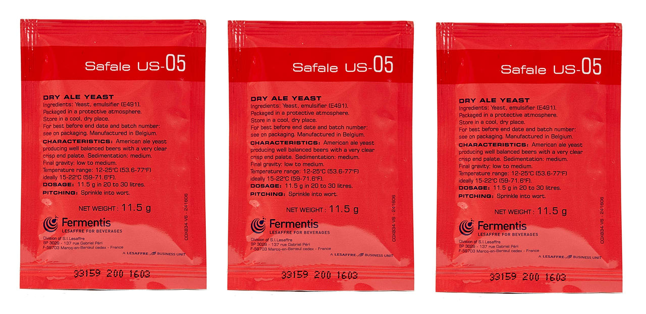 North Mountain Supply - FT-05-3 Fermentis SafAle US-05 Beer/Ale Yeast - Pack of 3 - Fresh Yeast