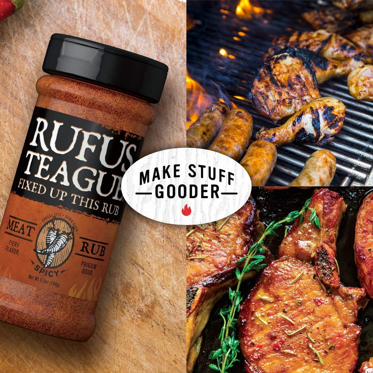 Rufus Teague - Spicy Meat Rub - Premium BBQ Rub - 6.5oz Bottle
