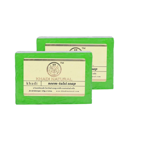 Khadi Natural Ayurvedic Neem-Tulsi Soap, Pack of 2 (125g each)