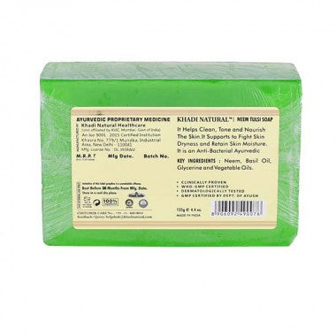 Khadi Natural Ayurvedic Neem-Tulsi Soap, Pack of 2 (125g each)