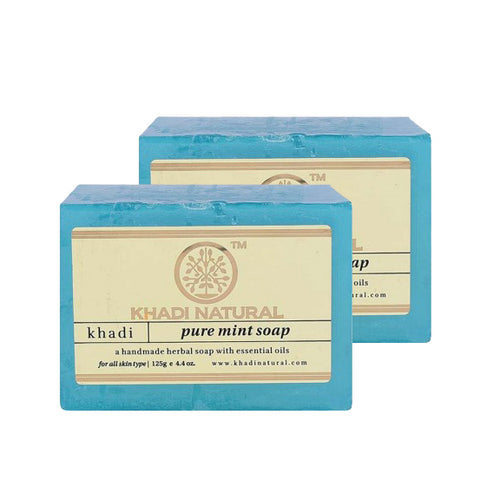 Khadi Natural Ayurvedic Pure Mint Soap, Pack of 2 (125g each)