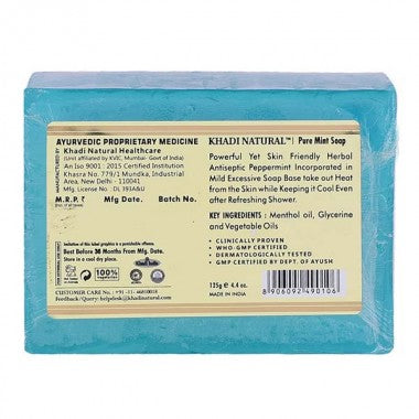 Khadi Natural Ayurvedic Pure Mint Soap, Pack of 2 (125g each)