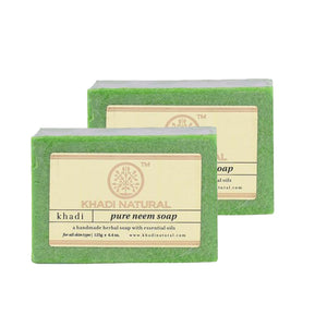 Khadi Natural Ayurvedic Pure Neem Soap, Pack of 2 (125g each)