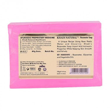 Khadi Natural Ayurvedic Rosewater Soap, Pack of 2 (125g each)