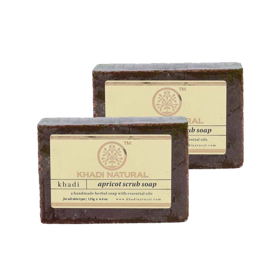 Khadi Natural Ayurvedic Apricot Scrub Soap, Pack of 2 (125g each)