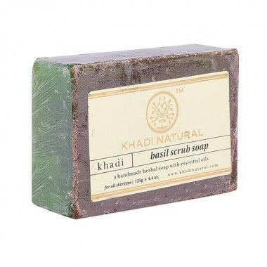 Khadi Natural Ayurvedic Basil Scrub Soap, Pack of 2 (125g each)