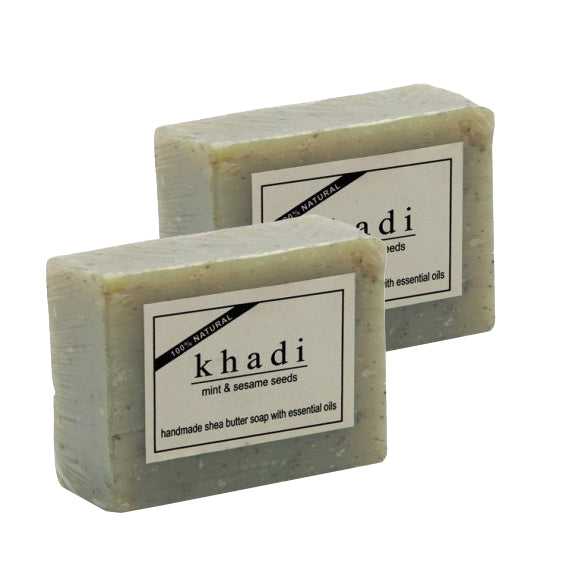 Khadi Natural Ayurvedic Mint & Sesame Seeds Soap, Pack of 2 (100g each)