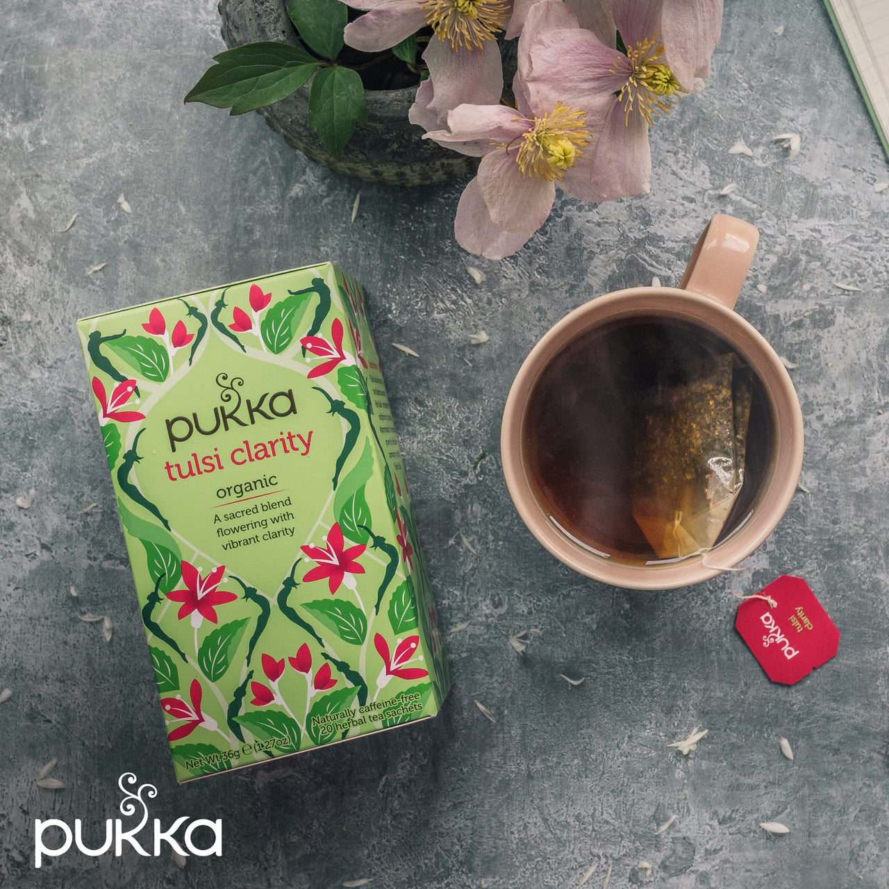Pukka Organic Tea Bags, Tulsi Clarity, Herbal Holy Basil Tea (3 Pack, 60 Tea Bags)