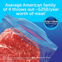 Ziploc Two Gallon Food Storage Freezer Bags, Grip 'n Seal Technology for Easier Grip, Open, and Close, 10 Count Clear