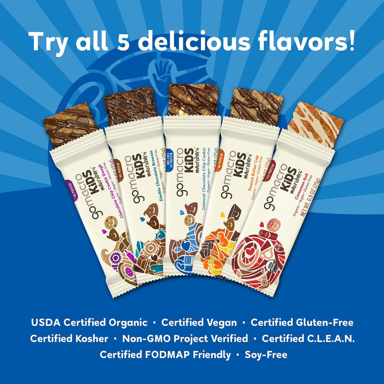 GoMacro Kids MacroBar Organic Vegan Snack Bars - Oatmeal Chocolate Chip Cookie (0.90 Ounce Bars, 7 Count)