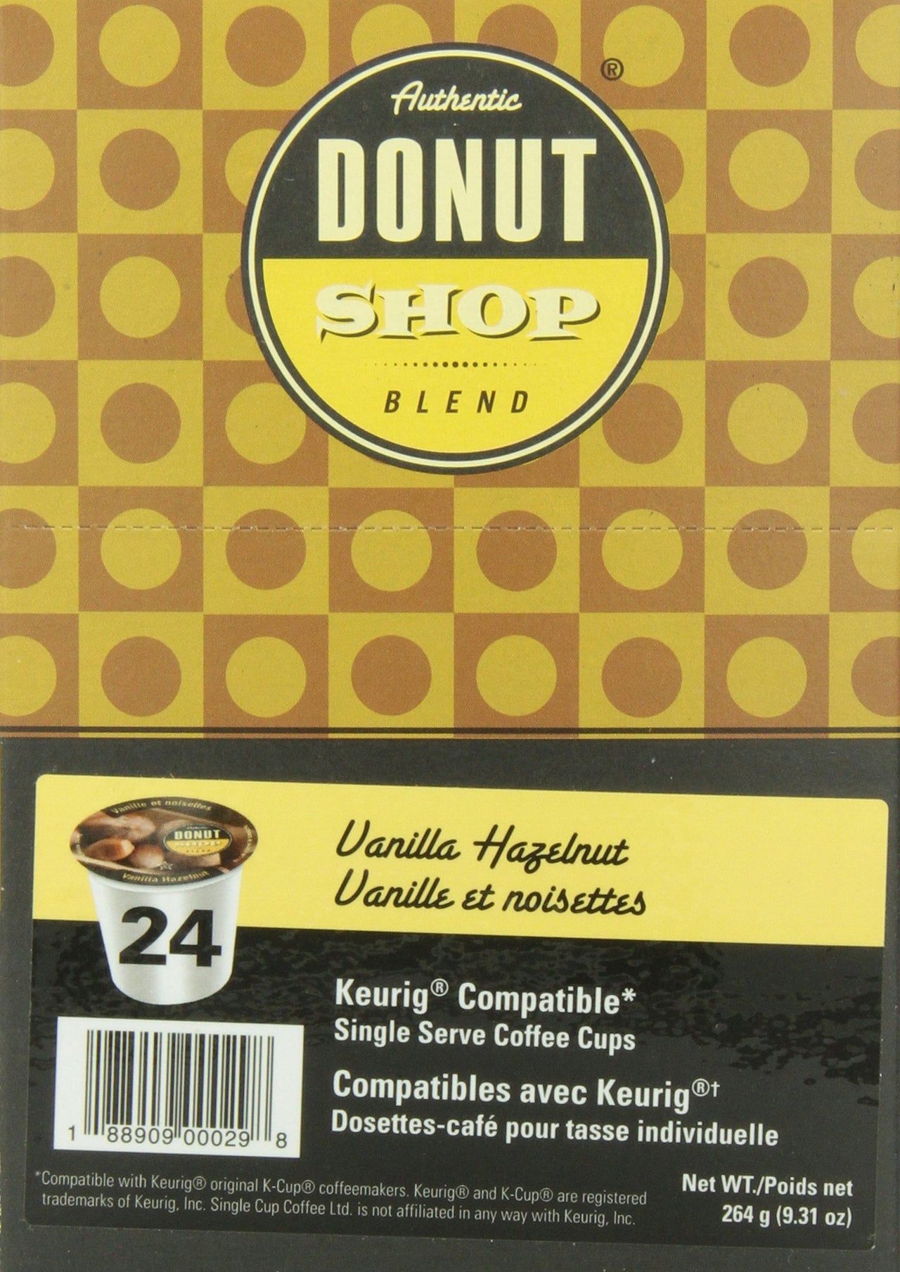 Authentic Donut Shop Blend Vanilla Hazelnut Single Cup Coffee for Keurig K-Cup Brewers, 24 Count