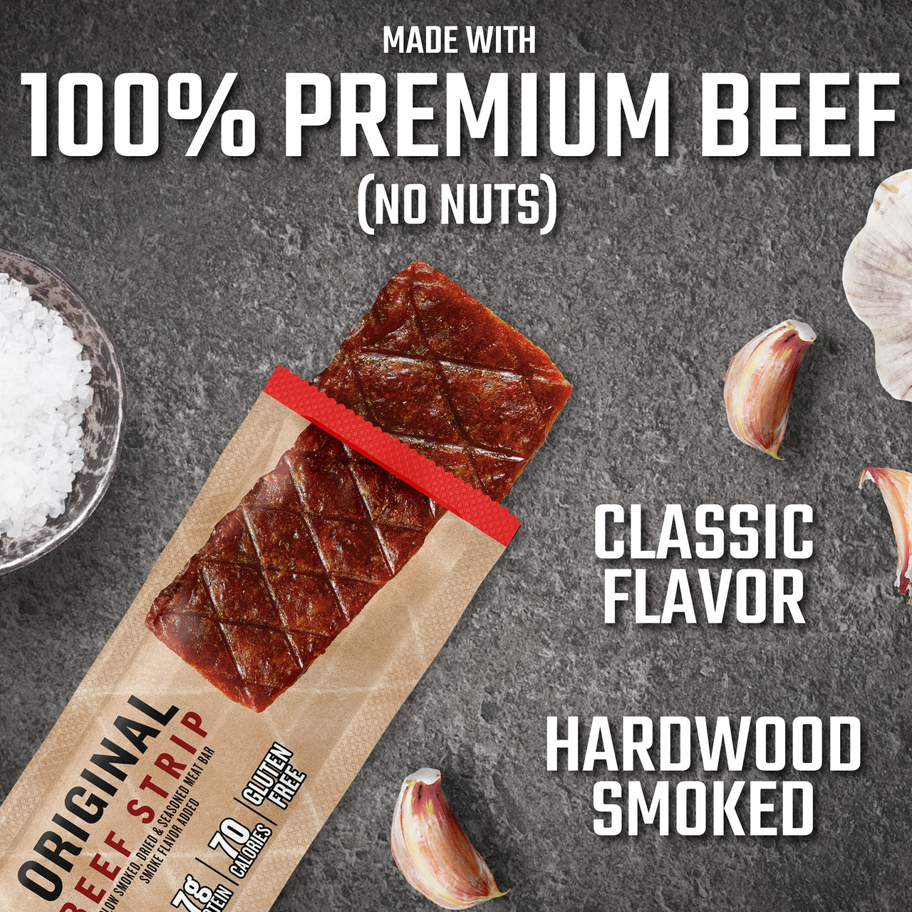 Jack Link's  Beef Jerky Bars, Original - 7g of Protein and 80 Calories Per Protein Bar, Made with Premium Beef, No added MSG - Keto Friendly and Gluten Free Snacks (Pack of 12)