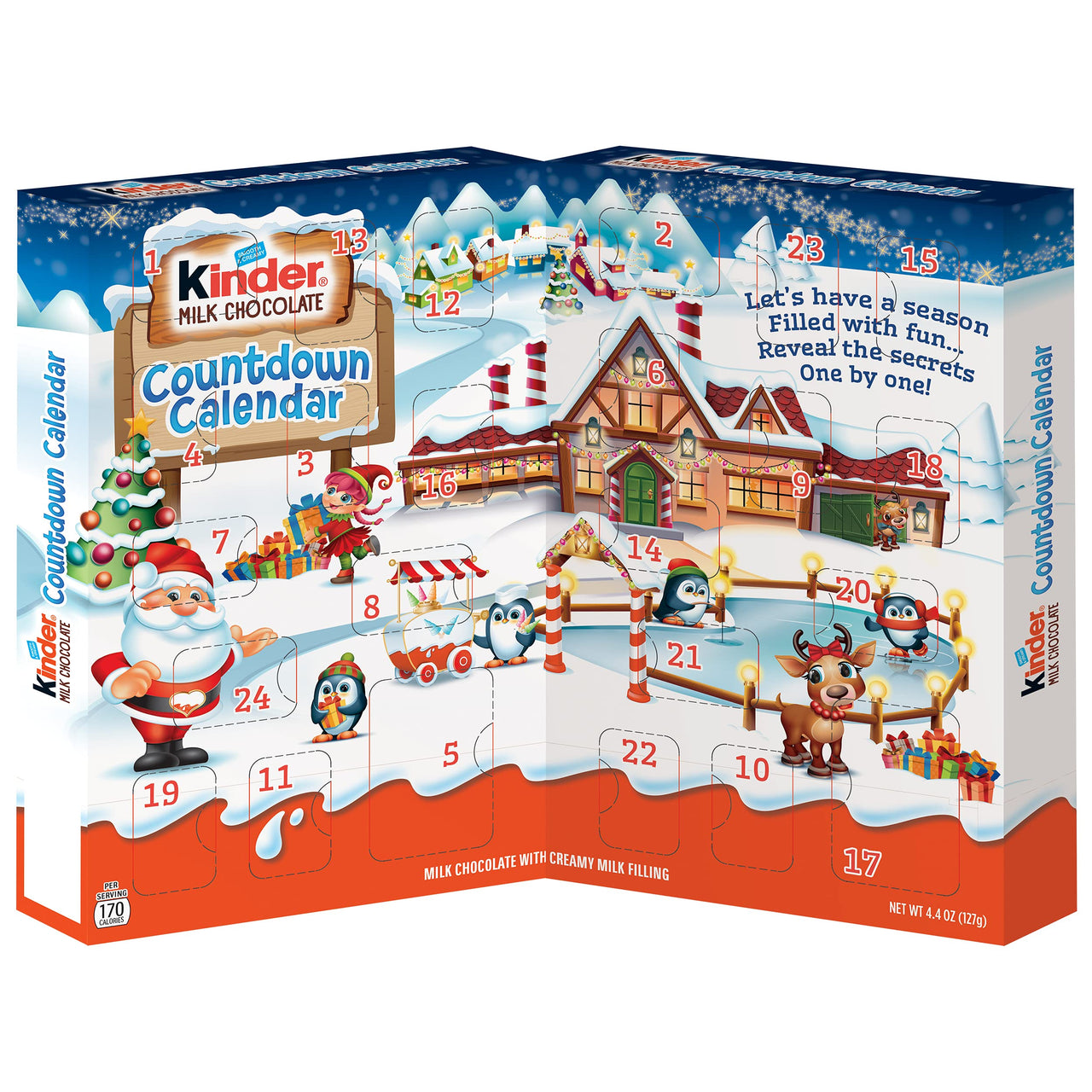 Kinder Joy Christmas Advent Calendar, Chocolate Candy Treats Inside, Perfect Holiday Gift for Kids, White, 24 Count, Pack of 2