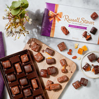 Russell Stover, Assorted Caramels in Milk and Dark Chocolate, Chocolate Gift Box, 9 Ounce