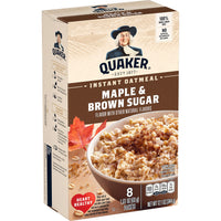 Quaker Instant Oatmeal, Maple & Brown Sugar, 1.51 Oz (Pack of 8)