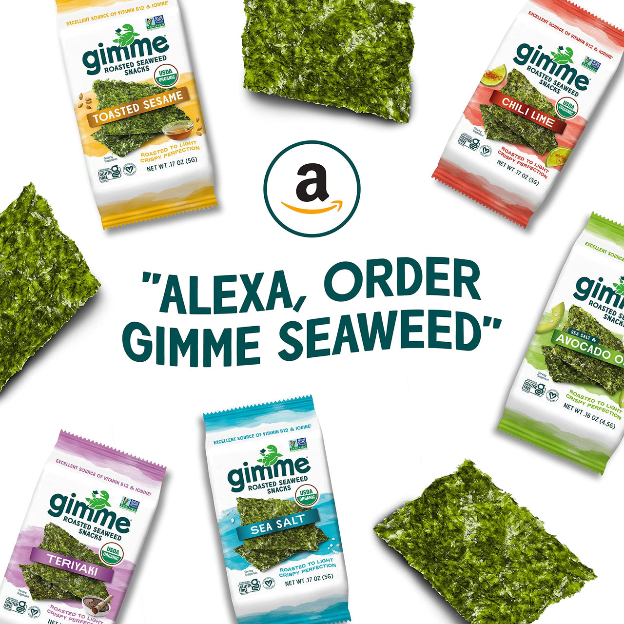 gimMe - Sea Salt - 20 Count - Organic Roasted Seaweed Sheets - Keto, Vegan, Gluten Free - Great Source of Iodine & Omega 3s - Healthy On-The-Go Snack for Kids & Adults