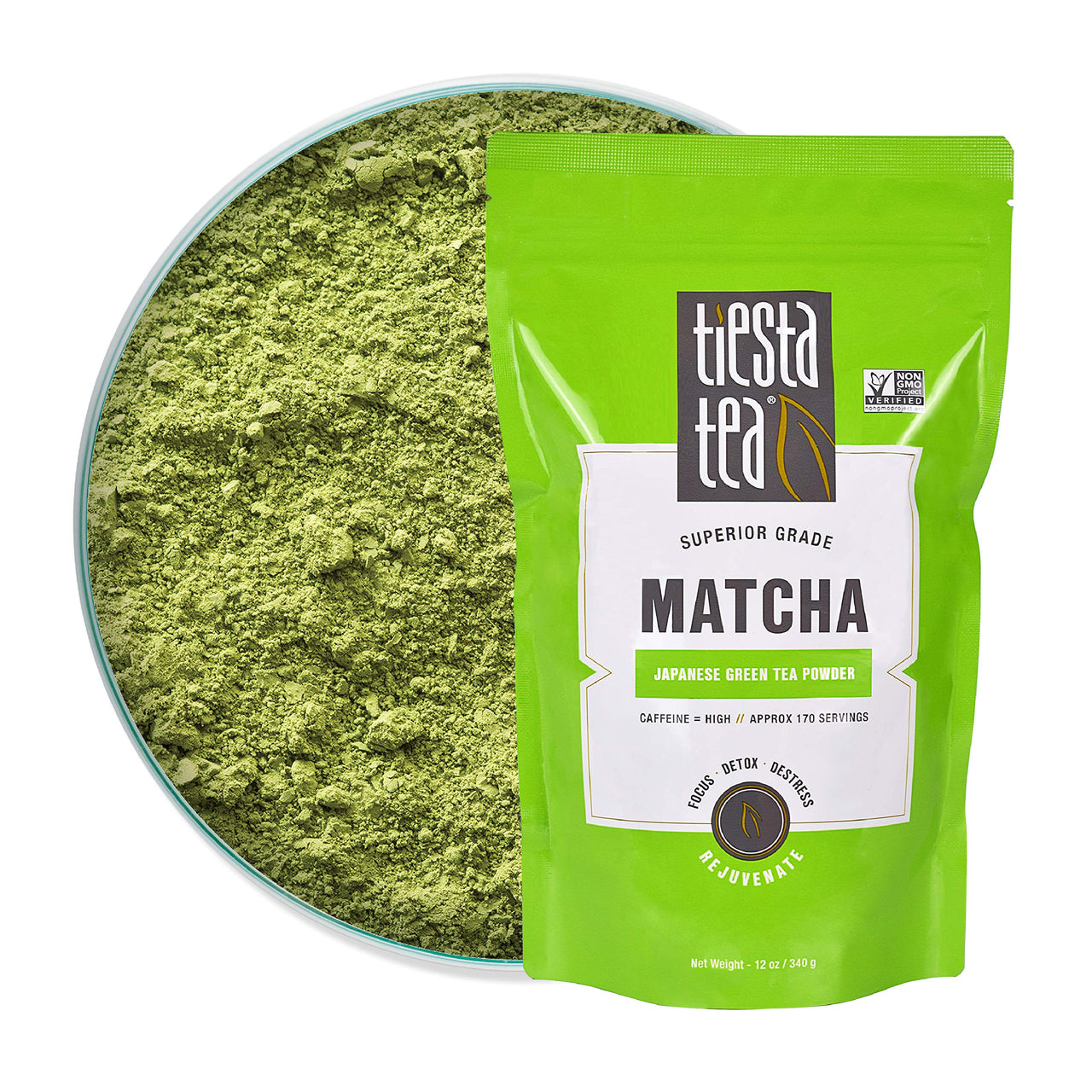 Tiesta Tea - Superior Matcha, Matcha Powder Green Tea, High Caffeine, Hot & Iced Tea, 12 oz Bulk Bag - 170 Cups, Superior Grade Japanese Matcha Powder for Matcha Latte, Weight Loss & Detox Support