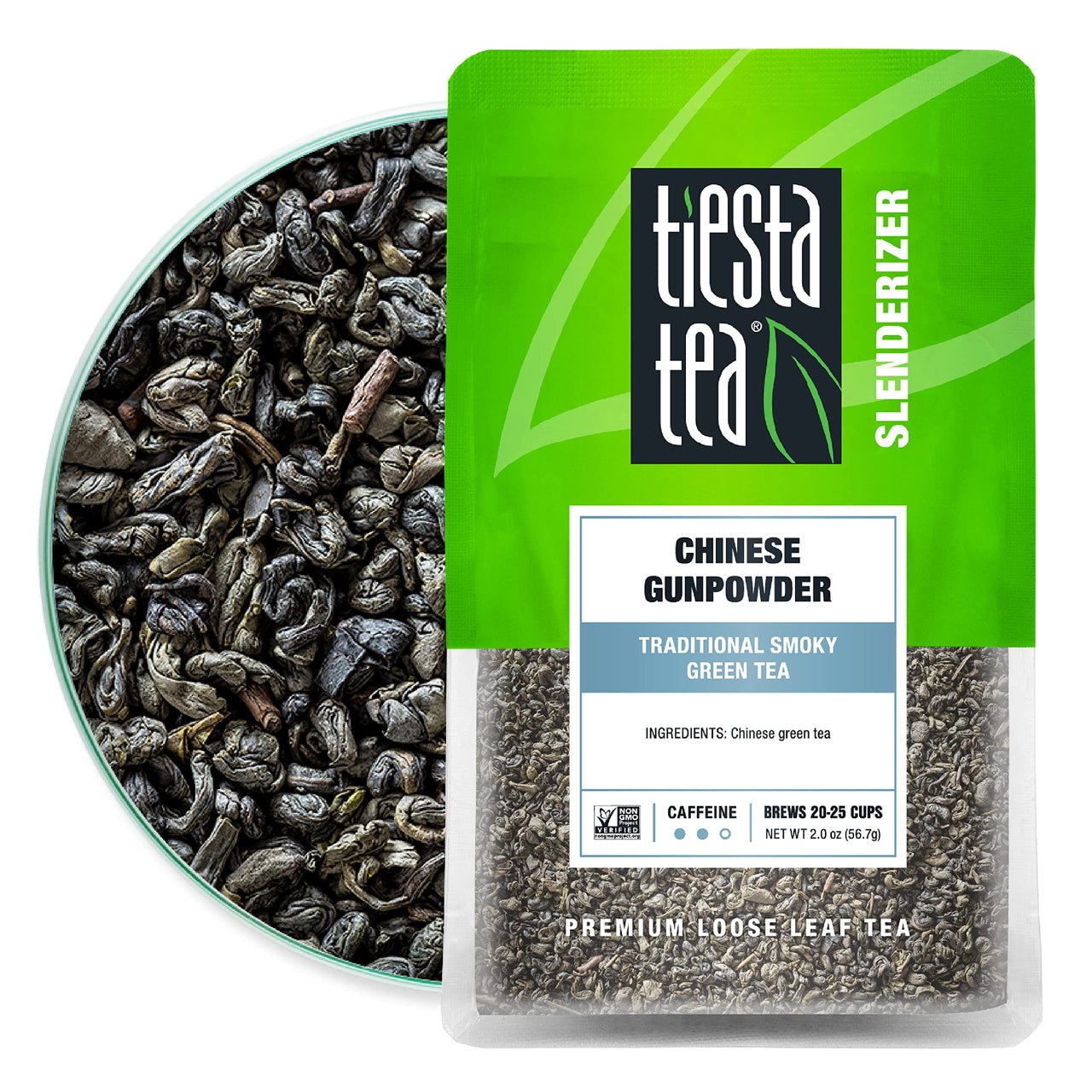 Tiesta Tea - Chinese Gunpowder, Loose Leaf Traditional Smoky Green Tea, Medium Caffeine, Hot & Ice Tea, 1.8 oz Pouch - 25 Cups, Natural, Unsweetened, No Sugar, Green Tea Loose Leaf