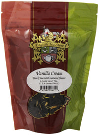 English Tea Store Loose Leaf, Vanilla Cream Natrually Flavored Black Tea Pouches, 4 Ounce
