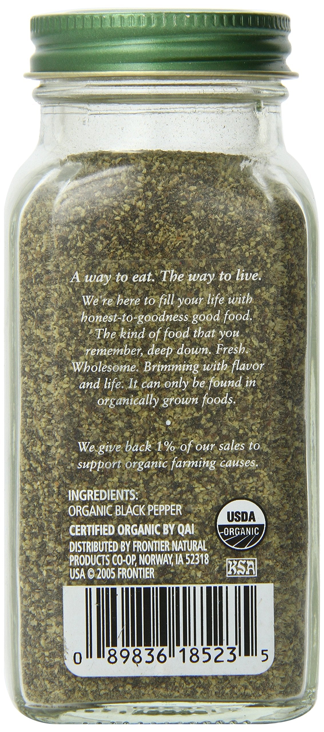 Simply Organic Pepper, Black Medium Grind Certified Organic, 2.31 oz Container